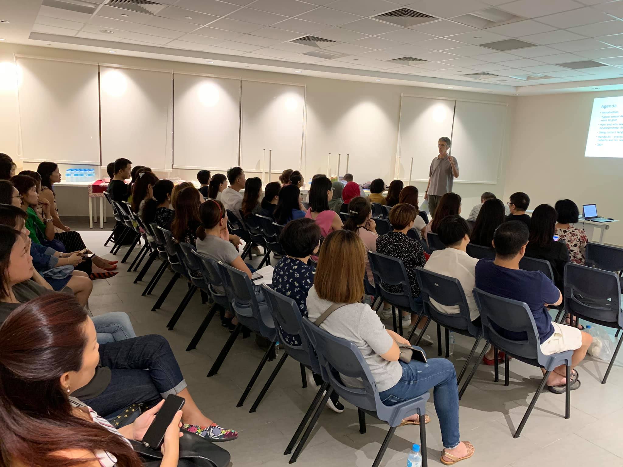 Participants at one of Casper's forums where an expert was talking about puberty among children with special needs. Casper holds about five forums every year. Participants at one of Casper's annual forum gatherings.